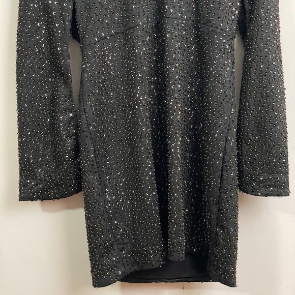 Altar’d State M long sleeve black mini dress cocktail evening sequin party goth - Picture 3 of 7